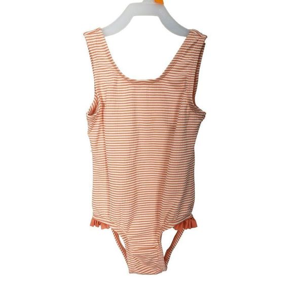 Cat And Jack Orange White Striped Back Bow Size 5T Girls‎ One Piece Swimsuit - Picture 1 of 6